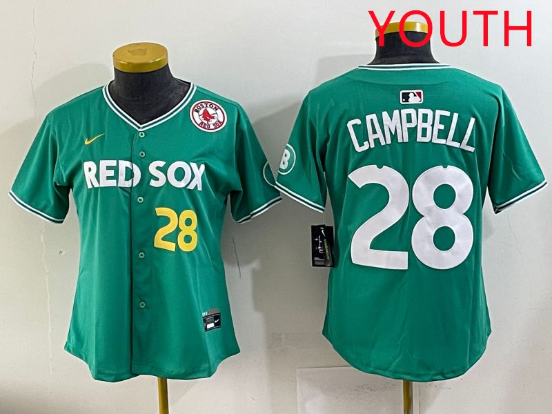 Youth 2025 Boston Red Sox #28 Campbell Dark Green Joint Name Nike MLB Jersey style 6